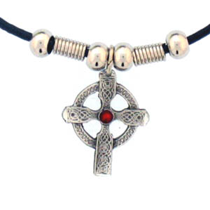 Leather Cord Necklace - Celtic Cross